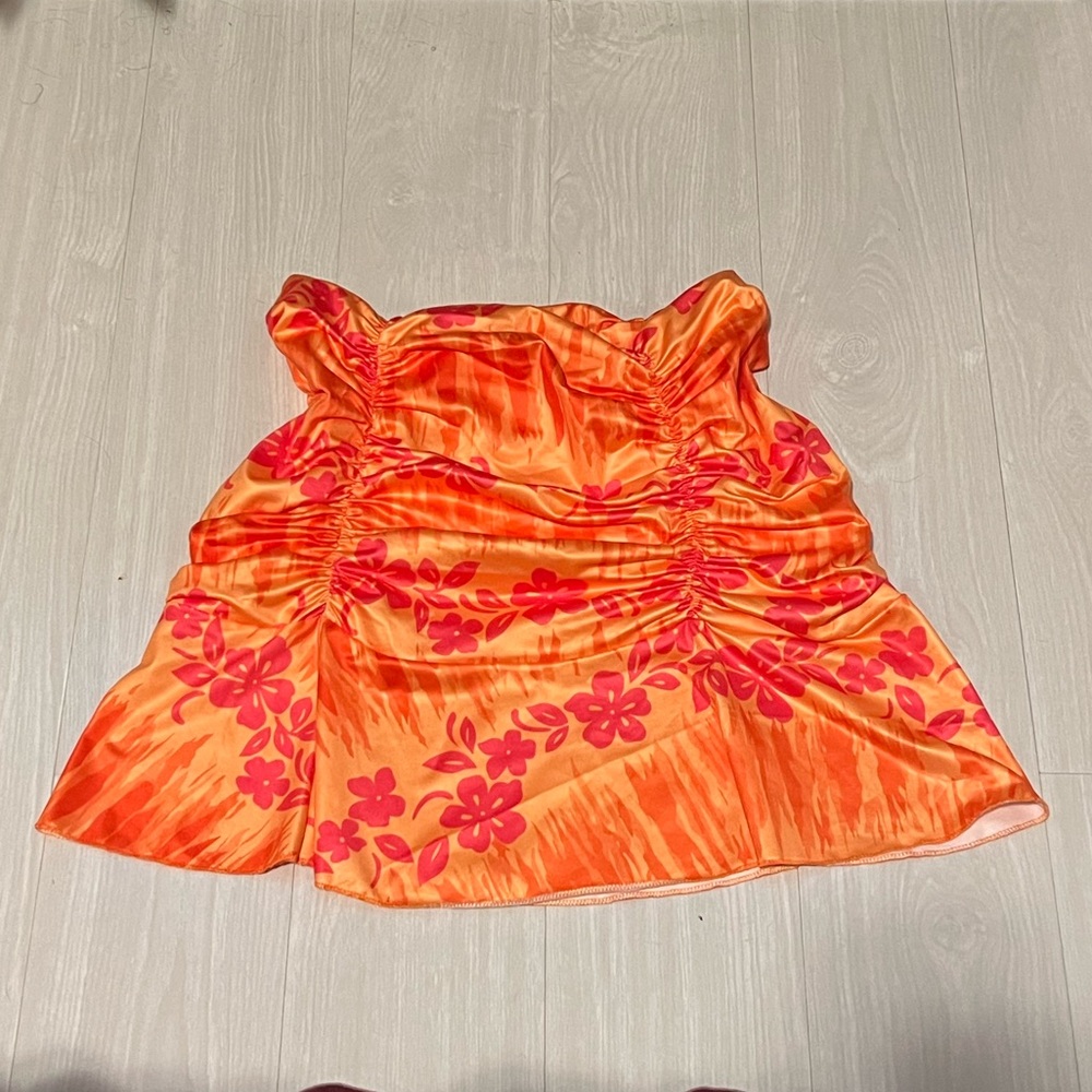 pink + orange mini skirt